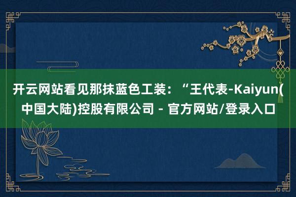 开云网站看见那抹蓝色工装：“王代表-Kaiyun(中国大陆)控股有限公司 - 官方网站/登录入口
